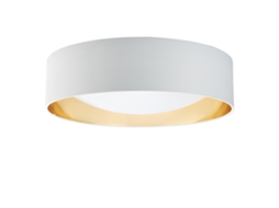 Plafón Led Circular Ø40cm 30w Tela Branca Com Refletor Interno Dourado Luz Selecionável 3000k/4000k/6000k Alpinaluz