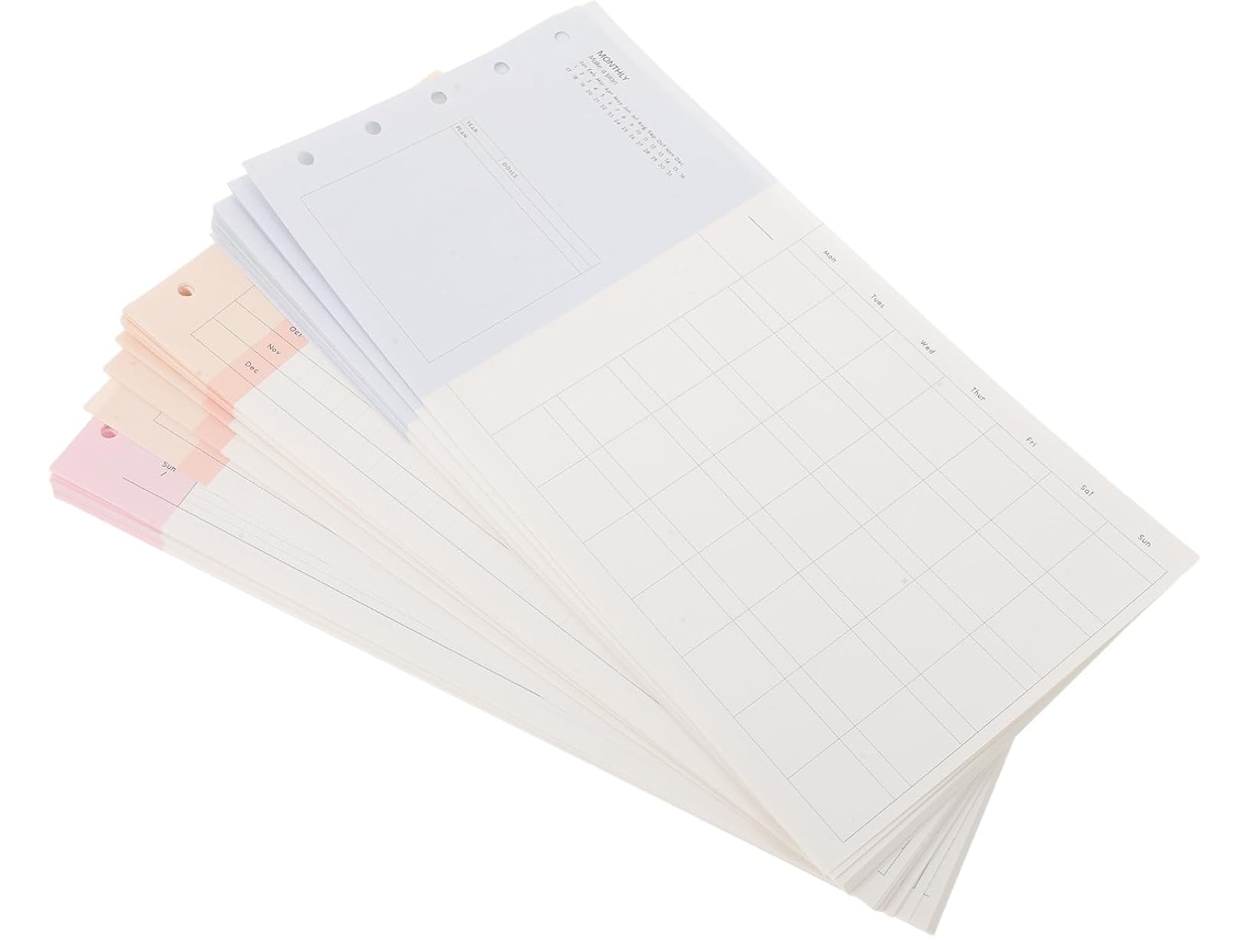 Refis Alipis para Agendas de 3 Painéis M5/a6 com 5 Furos Pacotes 20 Folhas Pautadas 120 G/m² Papel Grosso Pl