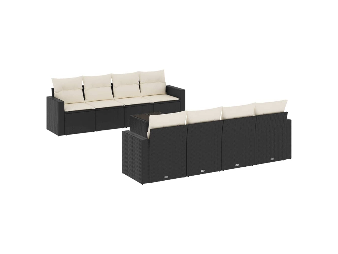 Maison Exclusive - 9 Pcs Conjunto De Sofás P/ Jardim C/ Almofadões Vime Pe Preto