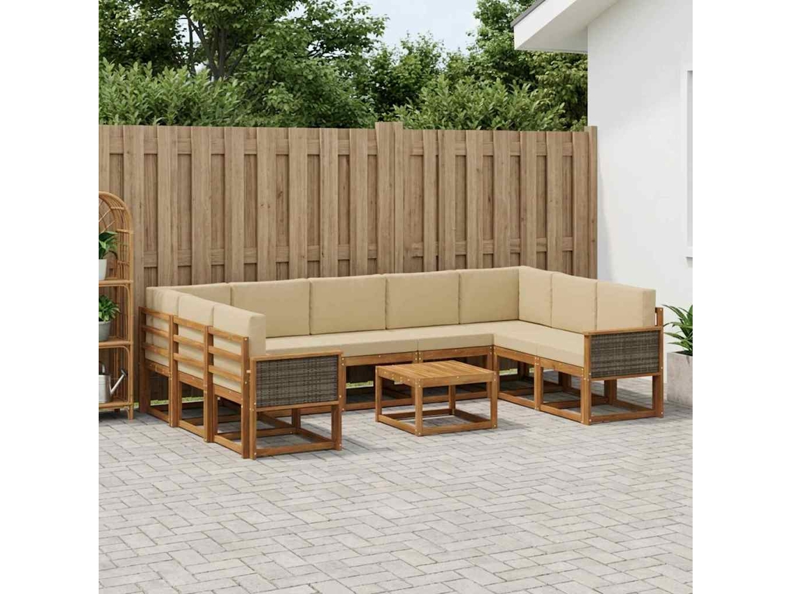 Vidaxl Conjunto De Sofás Para Exterior 10 Unid. Natural E Bege
