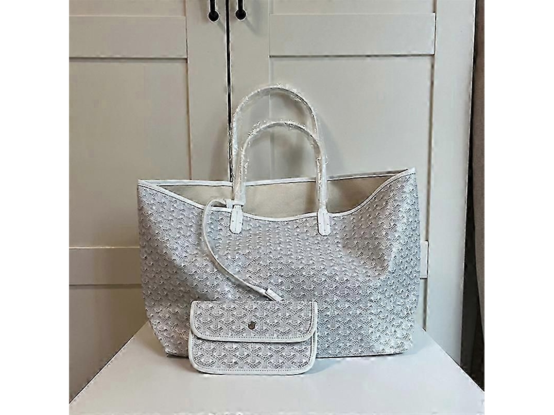 Bolso Tote De Couro Para Mulher - Grande Bolsa Materna Presente Impermeável Escritório Com Fecho Mwhite M Blanco