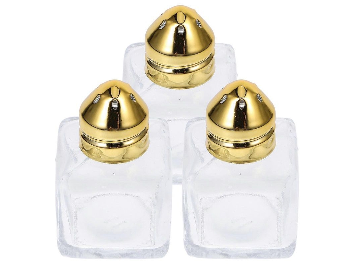 Potes de sal e pimenta de vidro 15ml 6 peças dourados Nova LINE cozinha