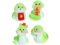 Conjunto 4 Miniaturas Decorativas Cobras Resina Jardim Flores Decoração Escritório Vaso GOKOCO