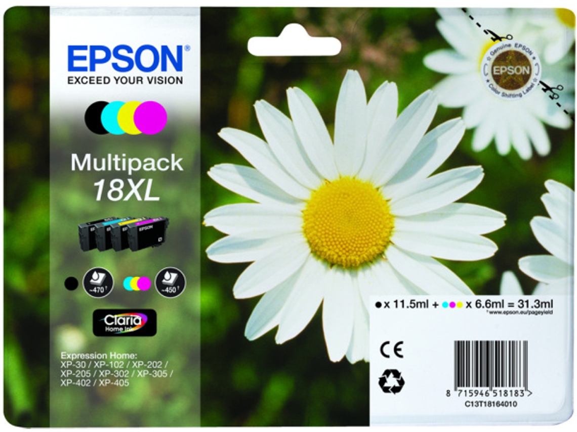 Pack 4 Tinteiros EPSON 18XL Cores (C13T18164020)