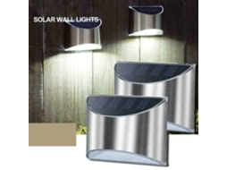 2026 2 Peças Lâmpada Solar de Parede de Aço Inoxidável Impermeável 4 Led para Exterior Jardim Pátio Área Próxima a Escadas