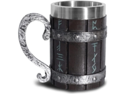 Caneca de Cerveja Nórdica em Madeira de Carvalho com Revestimento Interno em Aço Inoxidável, Nordic Viking AQUAFORGE