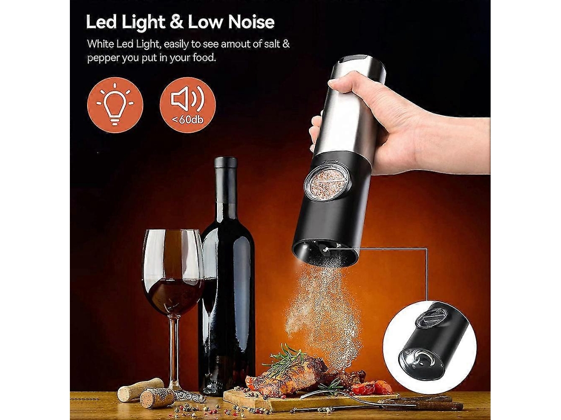 Conjunto De Moedor De Sal E Pimenta Elétrico Recarregável Com Base De Carregamento Dupla, Cabo Usb, S Automático Aquaforge (fmy)