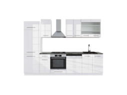 Cozinha Fame-Line, 300 cm, PT Antracite, branco brilhante/branco, VICCO