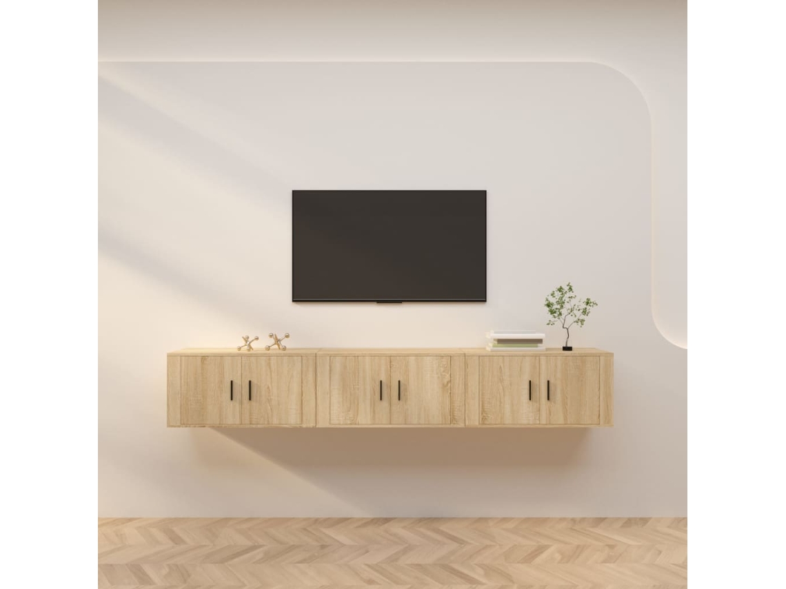 Vidaxl Móveis De Tv De Parede 3 Pcs 80x34,5x40 Cm Carvalho Sonoma