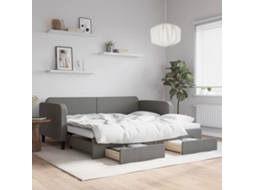 Vidaxl Sofá-cama C/ Gavetão E Gavetas 90x200 Cm Tecido Cinzento-escuro