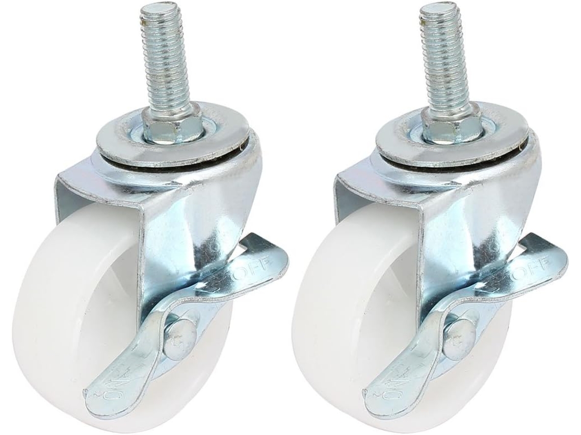 Rodízio Universal Giratório com Freio e Pino Roscado M12x30mm de 2,5 Polegadas Diâmetro, 2 Peças CHABERLU