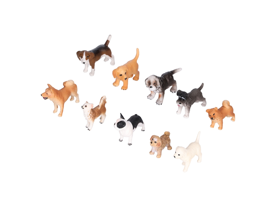 Primerox 10pcs Conjunto de Brinquedos de Figurinhas de Cachorros Mini em Plástico Pintado À Mão
