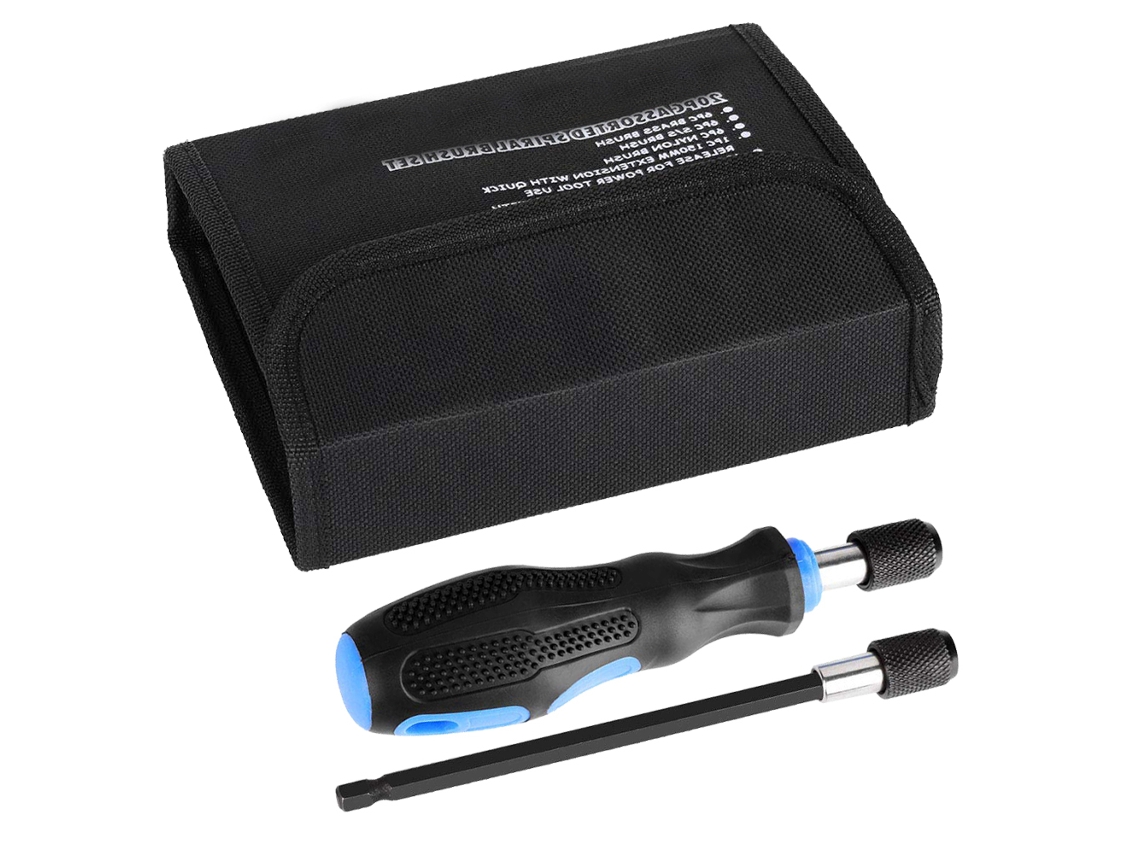 Conjunto De 20 Escovas De Aço Com Vara De Extensão De 1/4" Hexagonal Aço Inoxidável Latão Nylon