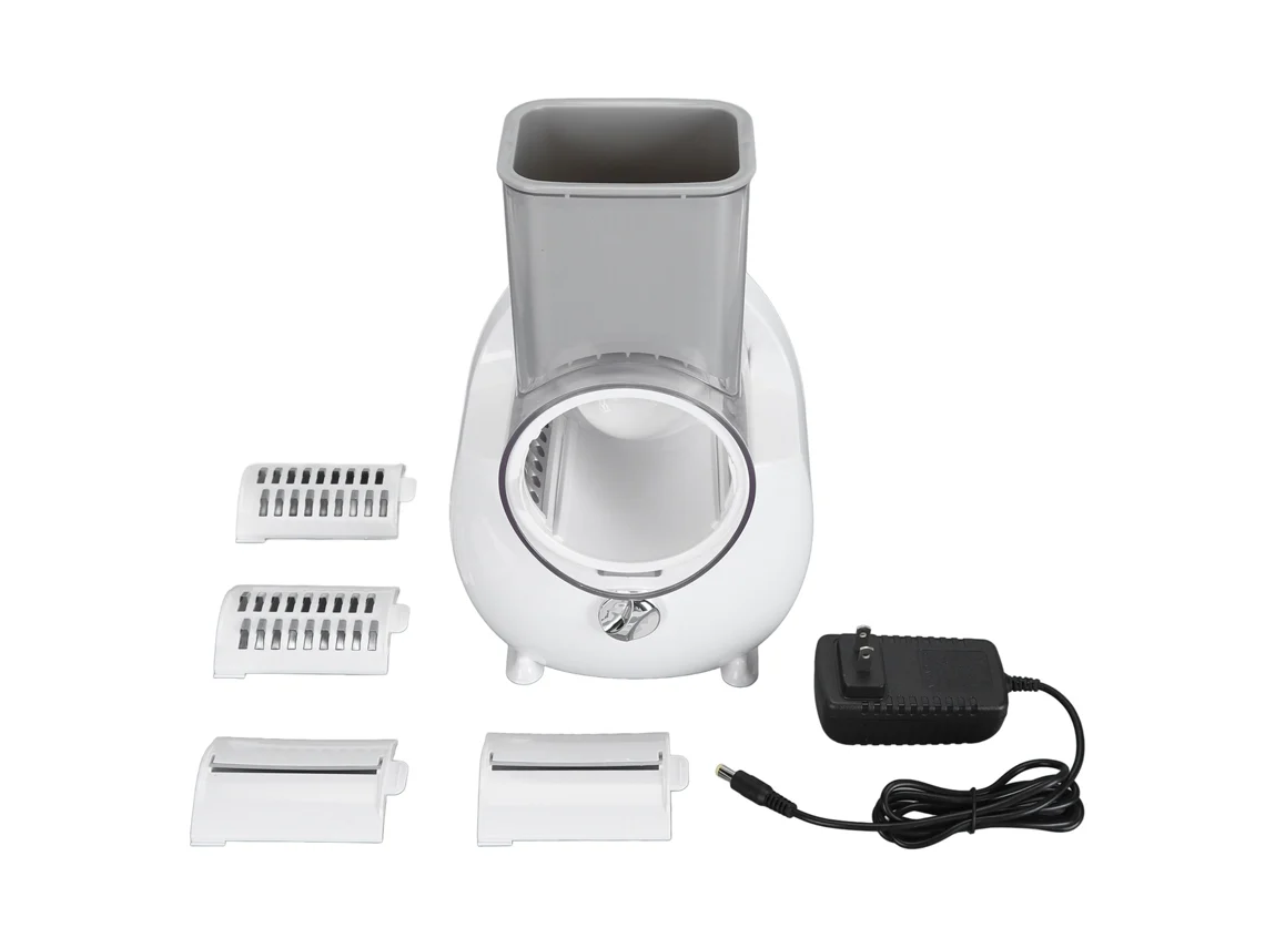 Ralador De Queijo Elétrico Multifuncional Eficiente Totalmente Automático Com 5 Lâminas De Tambor Substituíveis Para Vegetais, Frutas, Alimentos, Noze