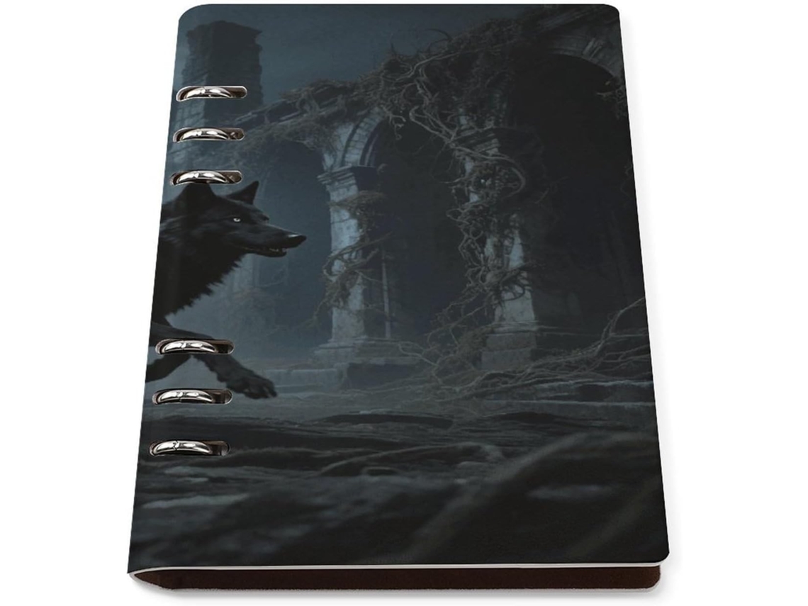 Tema Lobo Da Lua Pasta Planejamento A5 Com 6-argolas, Caderno Espiral Profissional Em Couro Com Pauta, Pastas