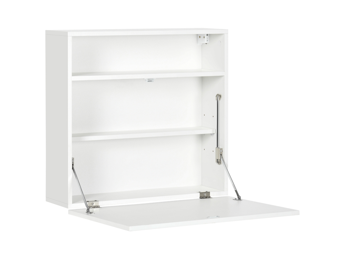 Mesa flutuante dobrável de parede, com prateleiras, 64x20x60cm, branco BTFORUS