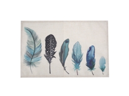 KOFIHETY Caminho de mesa colorido com estampa criativa de penas em linho para decoração de sala de jantar 3