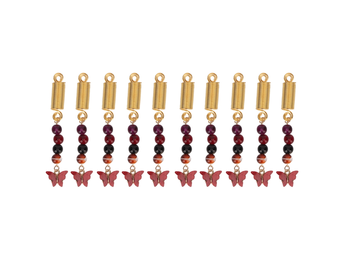 2026 10 peças DIY Pingentes de cabelo Borboleta de metal amarela com pérolas para tranças Acessórios de cabelo
