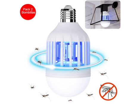 Pacote de Lâmpadas Led Anti-Mosquito 2 X Lâmpadas E27 9W. Modo Duplo Pode Ser Utilizada Como Uma Lâmpada Normal Ou Como Uma Lâmpada Anti-Mosquito.