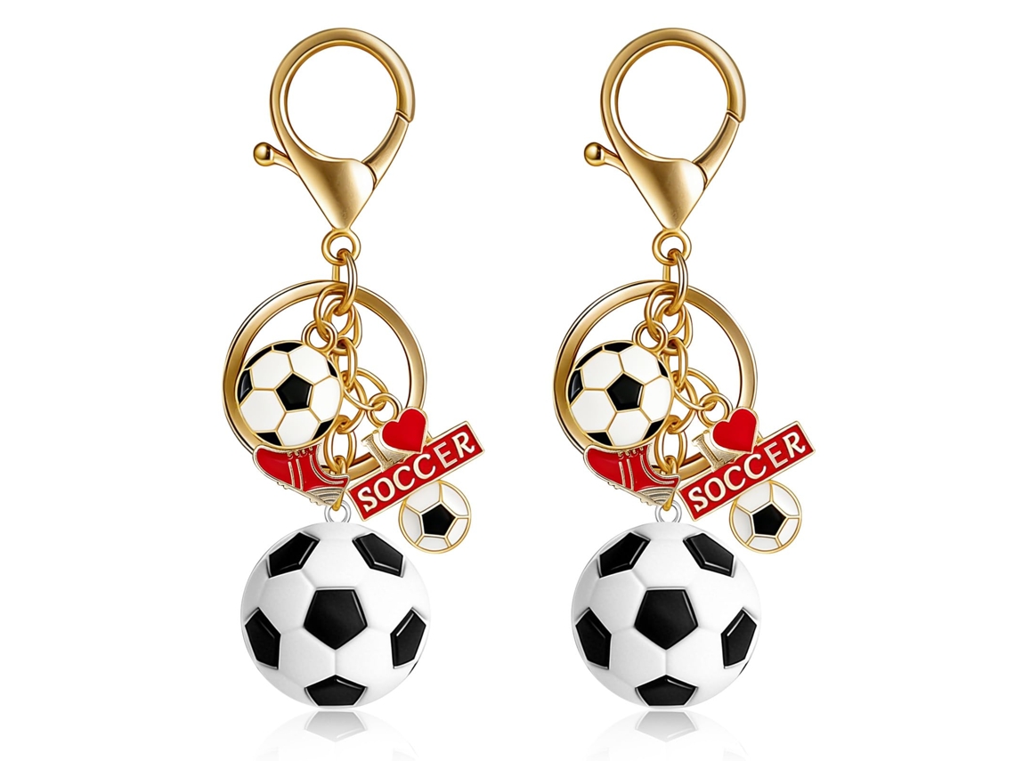 Dois Chaveiros 3d de Futebol em Liga de Zinco, Pingentes Divertidos para Chaves e Bolsas, Acessório Esportivo e Presente