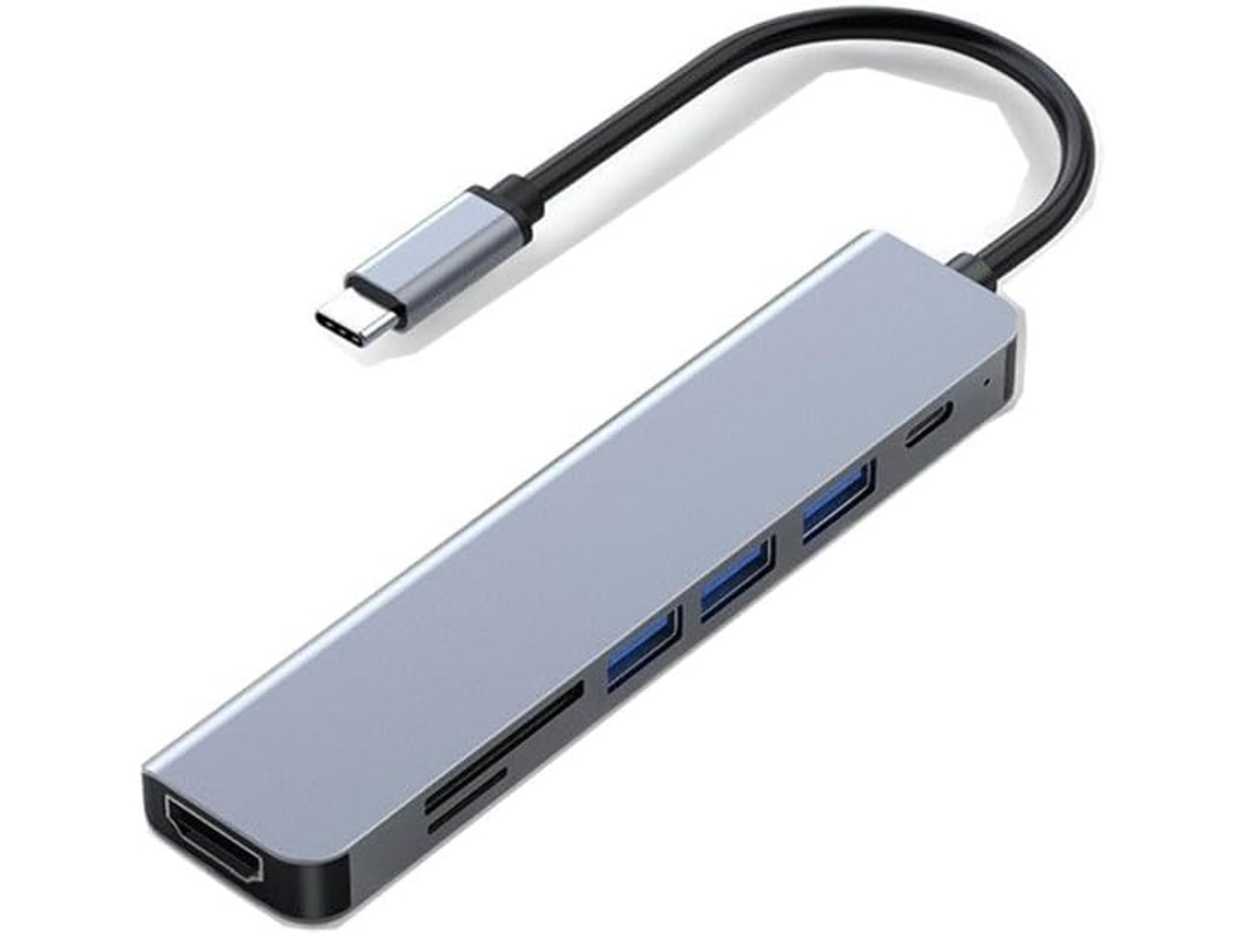 Hub Usb Tipo C 7 Em 1, Adaptador Multiportas Com Usb-c Para Hdmi,