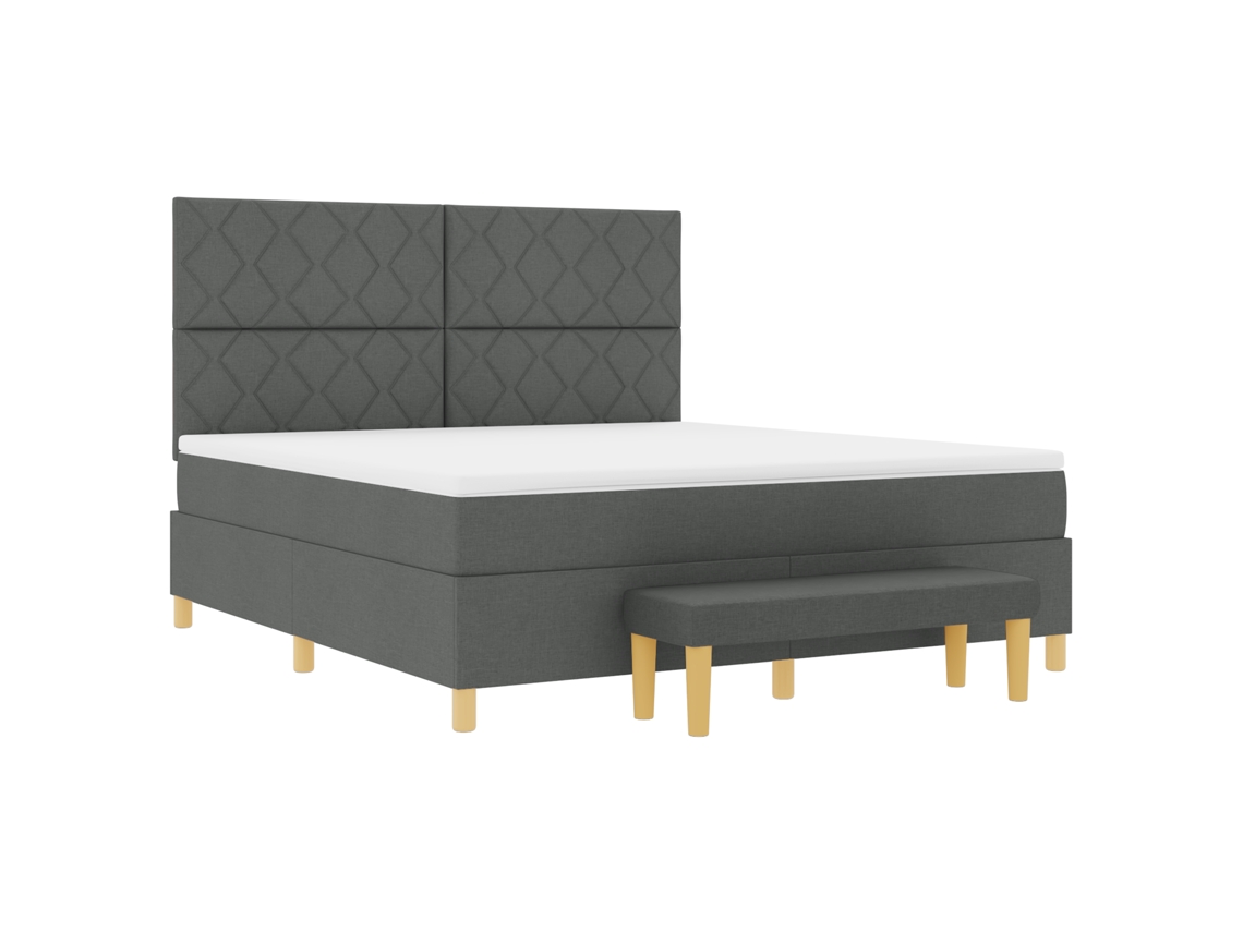 Cama Bocom Colchão & Banco Cinza Escuro Tecido Vidaxl Cinzento Fabric (180x200 Cm)