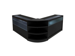 Conjunto De Balces Comerciais Harmonia | Preto | B1200c1200lm60 | Mdf E Vidro Temperado | Prateleiras E Portas De Monstershop