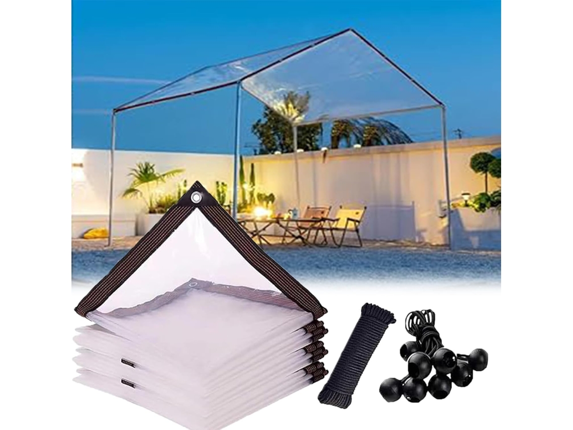 Clear Heavy Duty Plastic Tarp Cover With Grommets Bungees
