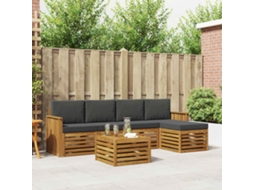 Vidaxl Conjunto De Sofás Para Exterior 6 Unid. Natural E Antracite
