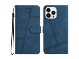 Capa Em Couro Pu Para Apple Iphone 16pro Max Cor Azul