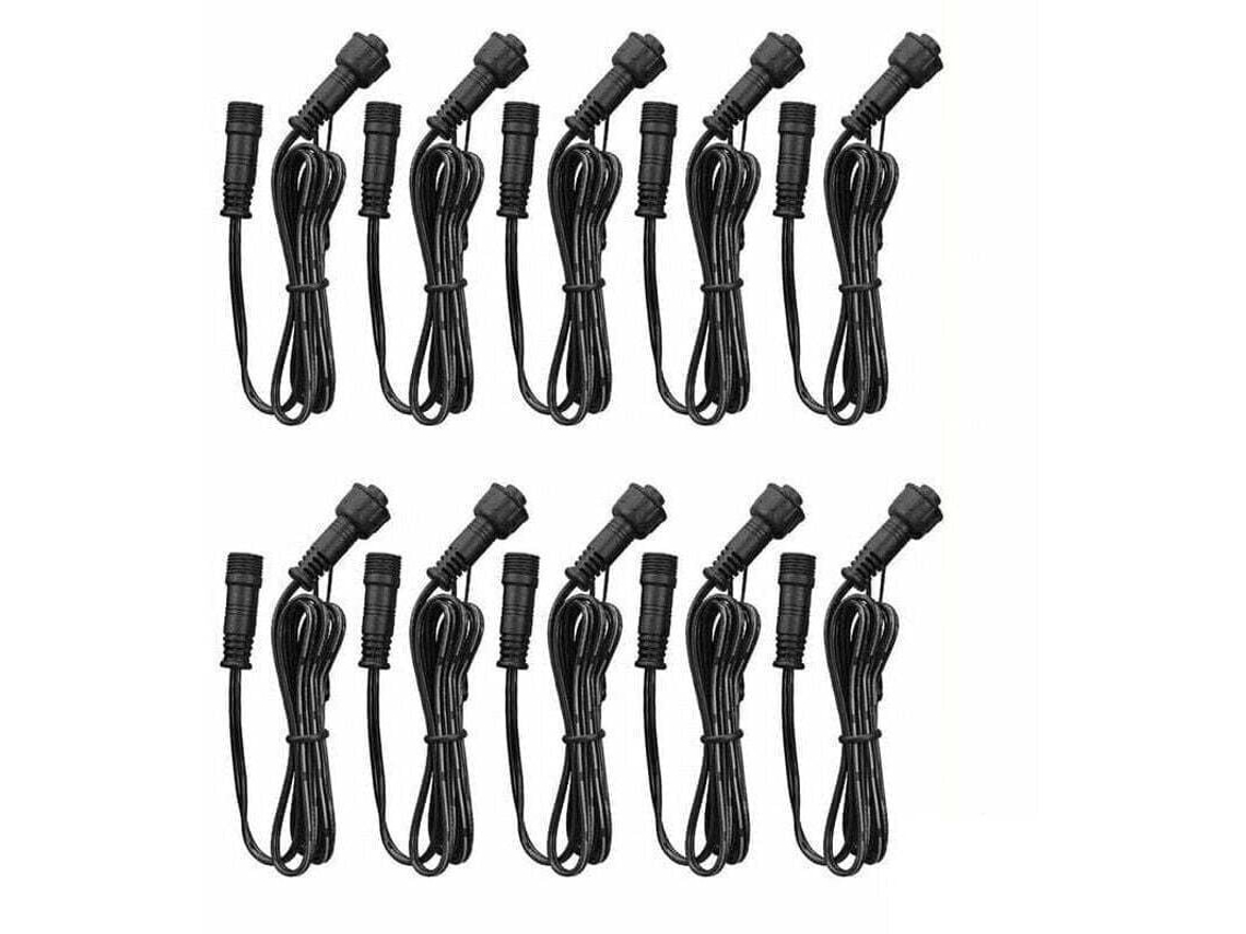 Pacote Com 10 Cabos De Extensão Led À Prova Dágua Ip67, 1 M/3,3 Pés, 2 Pinos Com Conectores Macho E Fêmea, Compatíveis Com Holofotes Led. Aquaforge