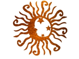 Arte De Parede De Metal Com Sol Lua E Decoração Solar Metálica