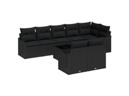 Conjunto 9 Conjunto De Sofá De Jardim Vidaxl Preto Vime Pe (55 X 55 X 37 Cm)