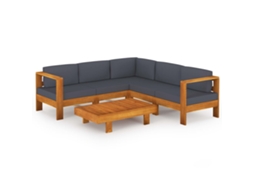 Maison Exclusive - 6 Pcs Conj. Lounge De Jardim C/ Almofadões Cinza-escuro Acácia