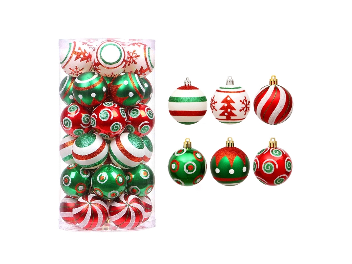 Laxiscreed Bola De Natal De 6cm Com 30 Ornamentos Inquebráveis Para Árvores, Festas E Casamentos