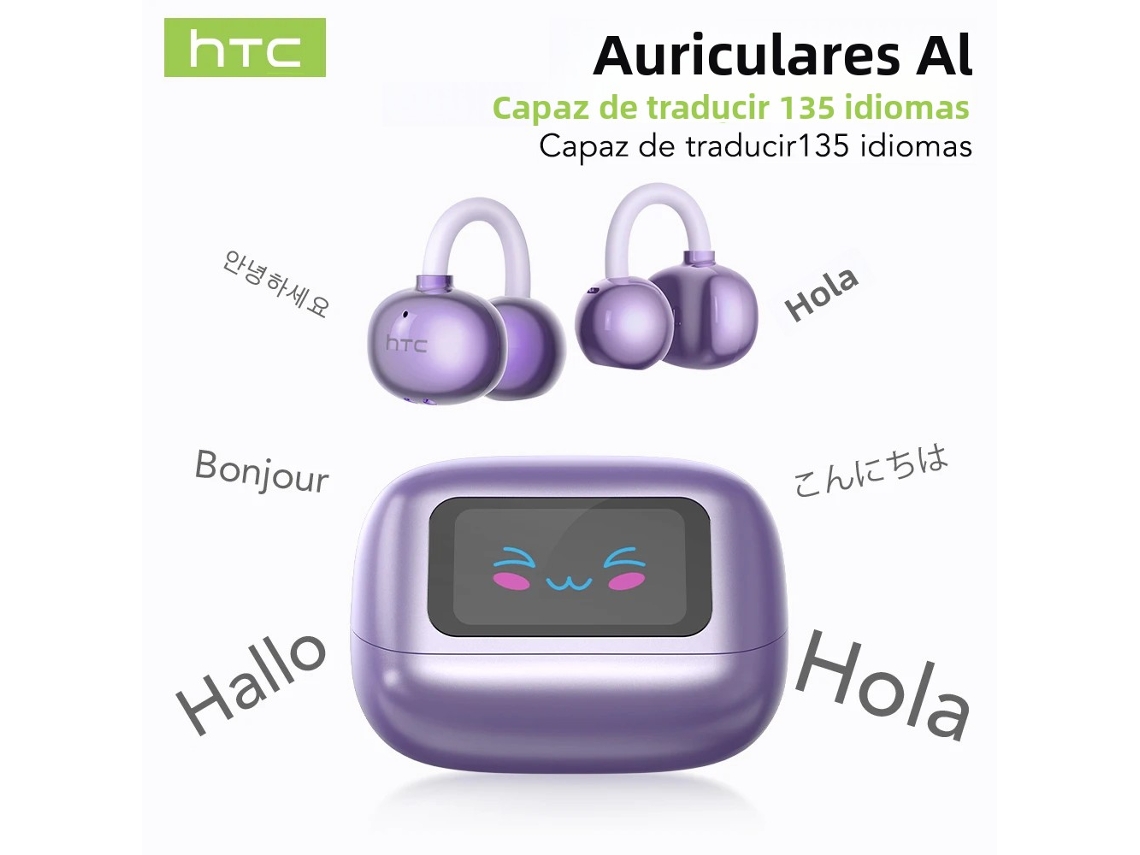 Fones de Ouvido Bluetooth MDUG com visor LCD, tradutor de IA, ganchos auriculares sem fio e cancelamento de ruído