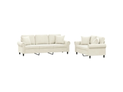 Sofa Set, Sofa Sets Vidaxl Creme Veludo (n/a)