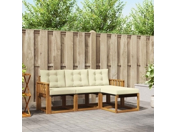 Vidaxl Conjunto De Sofás Para Exterior 4 Pcs Natural E Creme