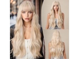 2026 peluca Larga Rizos Rubio Con Flequillo para Cosplay de Mujer