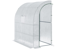 Estufa Pequena De Exterior Com Janelas Prateleiras De 3 Níveis Para Cultivo De Plantas Flores 200x100x215 Cm Branco
