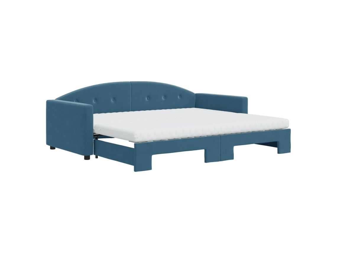 Sofá-cama com gavetão VIDAXL Azul Veludo (90x200 cm)