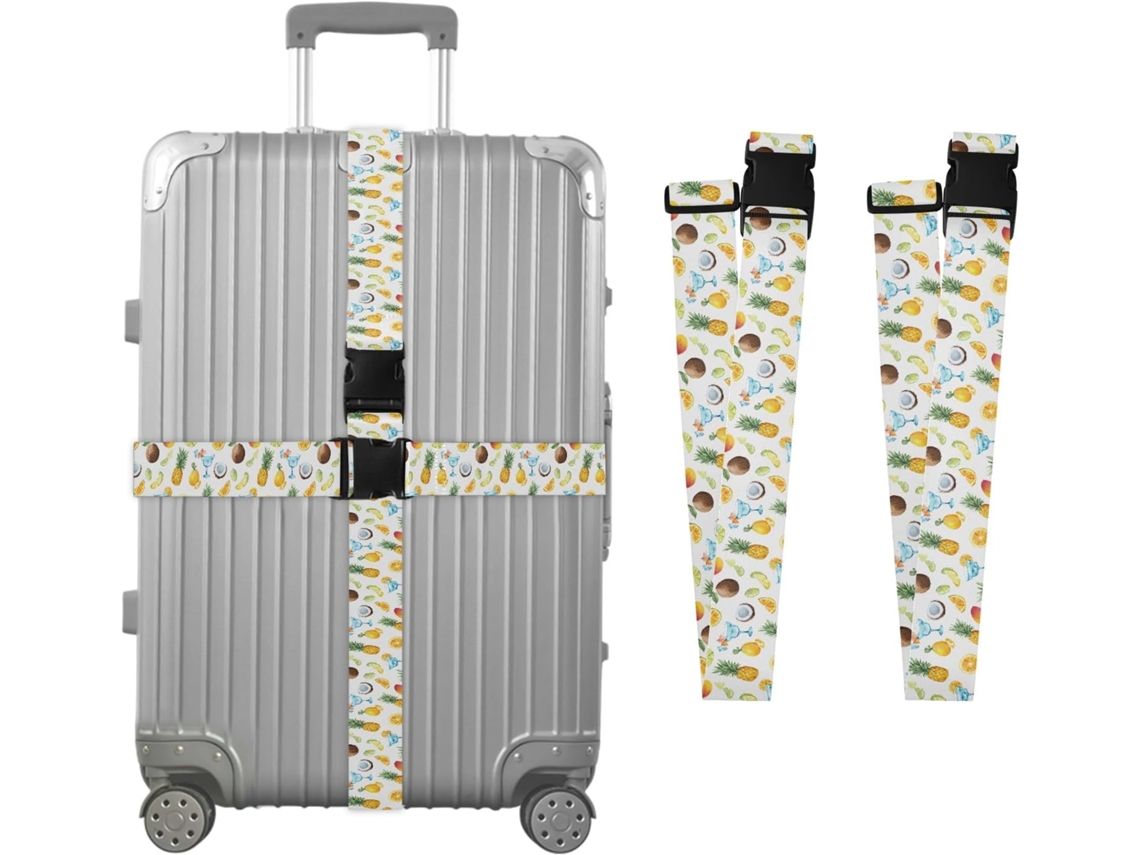 Conjunto De 2 Cintas Bagagem Com Estampa Frutas Tropicais, Ideais Para Malas De Viagem Cintas Ajustáveis E Resistentes