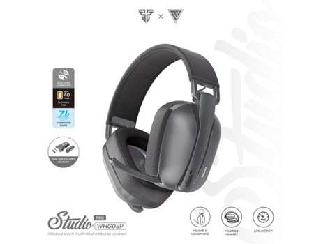 Headset Gaming Studio Pro Whg03p Cinzento 50 Mm Baixa Latência 16h Dobrável Companheiro Para Jogos Excellence Eu