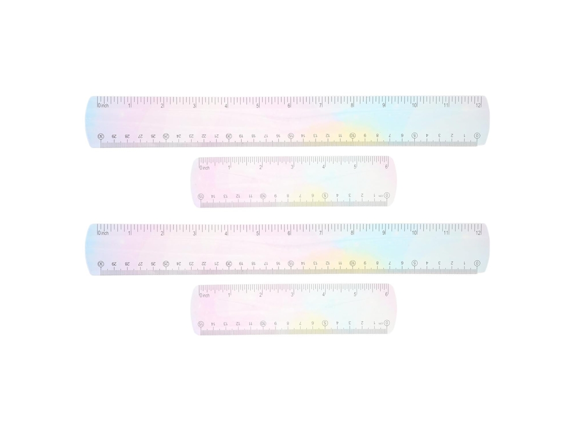Réguas Infantis Operitacx 4 Para Escola Planas E Retas Macias Flexíveis, Inquebráveis E Maleáveis 30cm 12pol, 15cm 6pol