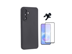 Kit Vidro Temperado Capa Silicone Líquido Suporte Magnético Reforçado Phonecare Para Samsung Galaxy A27 5g - Preto