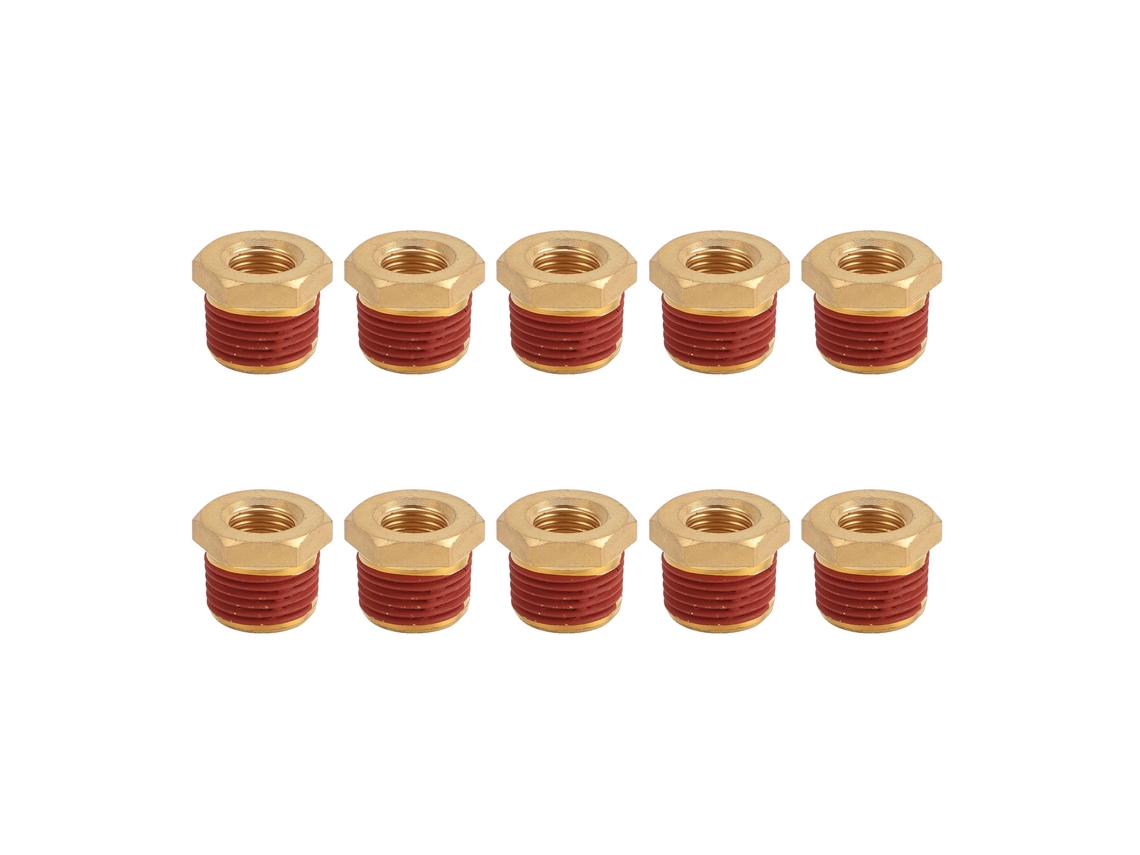 10pcs Adaptador Redutor De Tubo Latão Rosca Macho 1/2 Para Fêmea 1/4 Npt Com Selos De Borracha Anti-vazamento