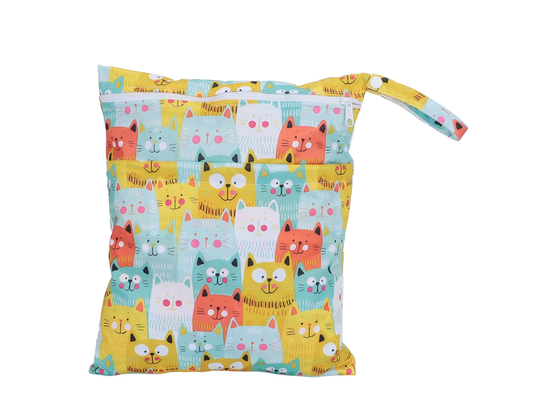 Mali bolsa de Fraldas de Pano para Bebê Impermeável Reutilizável com 2 Bolsos com Zíper para Itens Úmidos e Secos