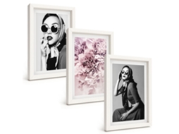 Composição De Quadros Retratos Estilosos De Mulheres, Flores Espelharte (3 Peças 20x30 Cm)