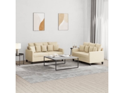 Conjunto 2 Pcs de Sofás com Almofadões Tecido Cor Creme PANGSHIYUAN