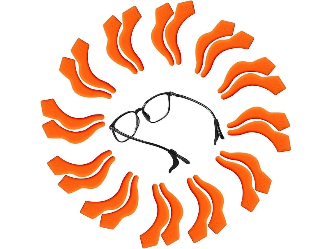 Gancho para Óculos, 12 Pares de Pontas Óculos Silicone Antiderrapantes, Elásticos Hastes, Retentor Antid Errapante Laranja GOKOCO